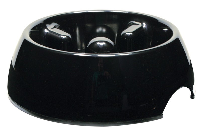 Dogit Dog Bowl Slow Feeder for Wet or Dry Dog Food, Go Slow Anti-Gulping Dog Dish, Black, L - Image 1